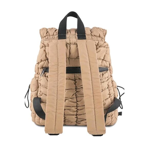 Quilted Puffer Backpack for Women, Lightweight Puffy Hiker Pack, Khaki - Picture 7 of 9